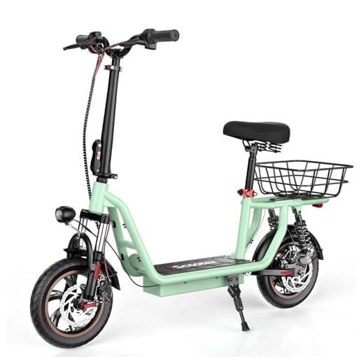 iScooter Electric Scooter with Seat, 21 Miles Long Range & 15.6 Mph Top Speed, 12" Pneumatic Tire, Height Adjustable Seat & Handlebar, Dual Suspensions Commuting Scooter with Basket (Green)