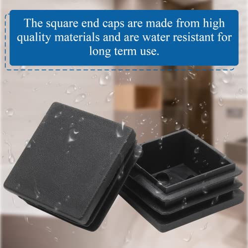 Image of Kemactui 12 PCS Square Tubing End Caps Plastic Plugs, 1 1 /2 Inch Black Hole Plugs Square Plug, Chair Glides Protection for Chair Table Stool Leg