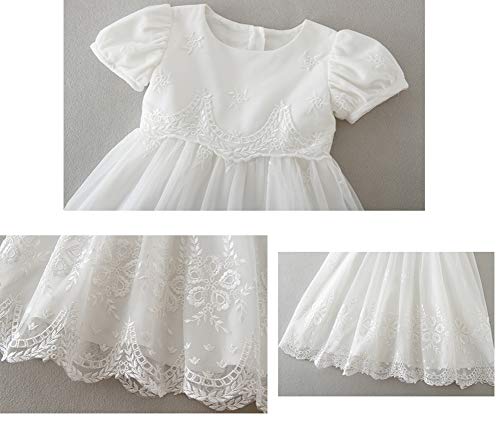 Silver Mermaid Baby Girls Christening Baptism Dress Special Occasions Lace Floral Embroidered Christening Gown(6M,Ivory White) #TOP4