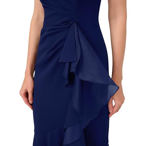 Image of Adrianna Papell Ruffle Crepe Halter Gown