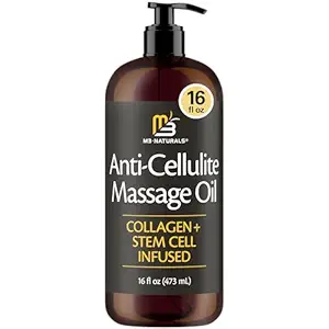 M3 Naturals Firming Body Massage Oil with Collagen & Stem Cell – Helps Smooth The Appearance of Cellulite & Improve Skin Texture – Refreshing Aromatherapy Body Oil for Legs & Full Body – 16 Fl Oz