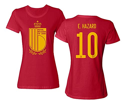 European Soccer 2020 Belgium #10 Eden Hazard Jersey Style Ladies Crewneck T-Shirt (Red, Medium) European Soccer 2020 Belgium #10 Eden Hazard Jersey Style Ladies Crewneck T-Shirt (Red, Medium)