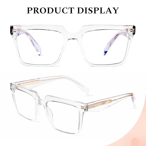 Image of Blue Light Blocking Glasses for Women Men, Square Thick Frame Anti Eyestrain & UV Glare JF6218