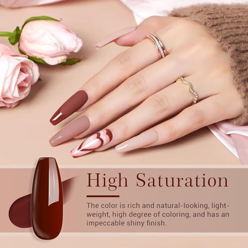 Image of AZUREBEAUTY Brown Pink Nail Polish - Quick Dry, Long-Lasting, Natural Glossy Finish for DIY Manicure & Nail Art, Salon Quality, 10ml for Women