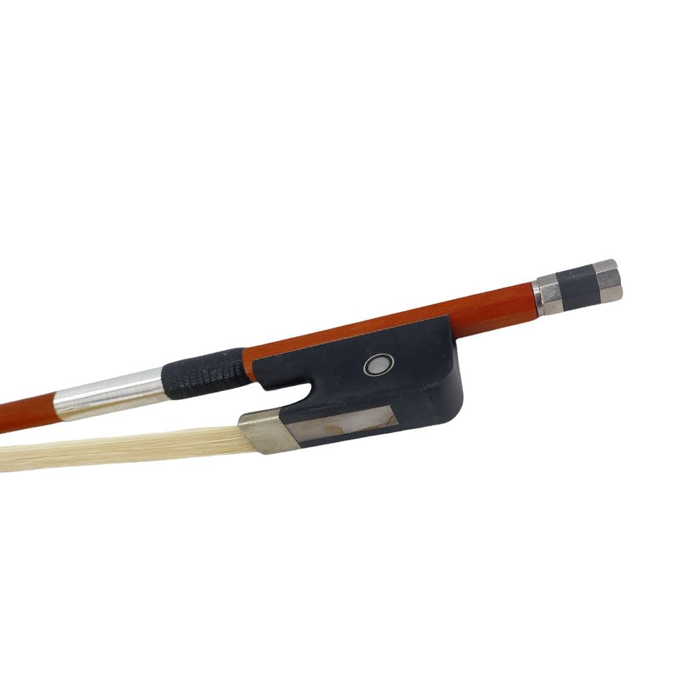Archetto per contrabbasso 3/4 stile francese in legno di Brasile con rana in ebano naturale Mongolia Bow Hair ben bilanciato
