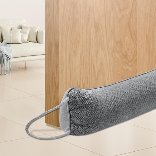 Boudin de Porte Isolant Froid 92 cm, Boudin de Fenêtre Thermique en Polyester, Bas de Porte Décoratif Anti Froid pour Porte et Fenêtre (Gris)