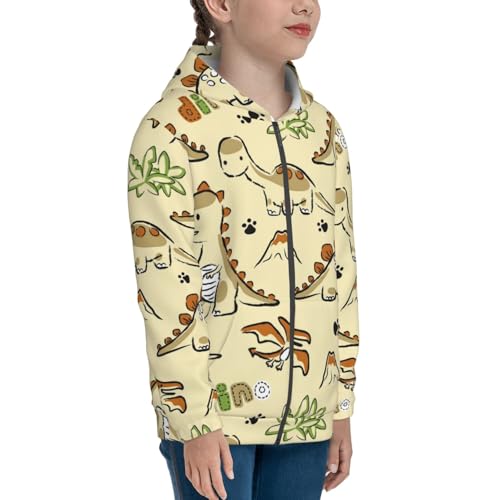 Cartoon Dinosaurs,Cute Dino Kids Pullover Hoodies Boys Zip Up Sweatshirts Girls Athletic Clothes with Pocket4