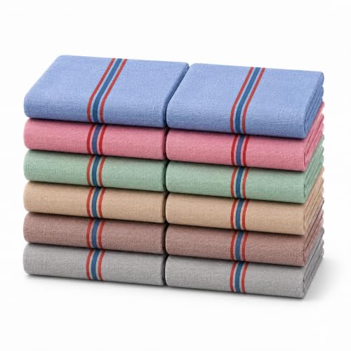 Image of Handloom Cotton Handkerchief, Multicolor, 18x18 Inch, Soft and Breathable, Reusable, Pack of 12