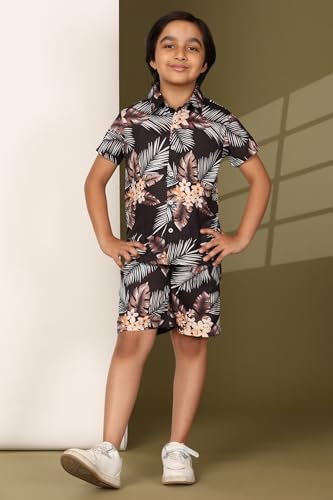 Image of Boys Printed Casual Shirt Short Sleeve Button Down Beach Shirt for Kids