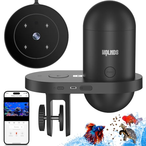 Wolmds Futterautomat Aquarium mit Kamera, 2.4/5G WLAN App-Steuerung Visual SmartFeeder, 230ML Automatisierter Fischfutterautomat, Fischfutterspender, tägliche/Urlaub Fütterung Aquarien mit/ohne Deckel