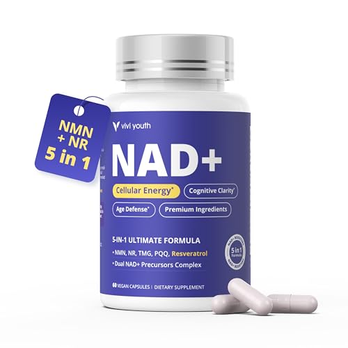 VIVI Youth NAD+ Supplements for Women Multi-Pathway NMN 250mg NR 100mg Resveratrol PQQ & Betaine for Cellular Energy Focus & Metabolic Health 60 Capsules