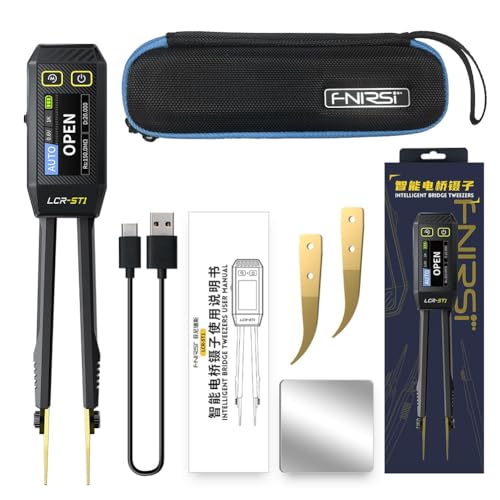 Mini Smart Tweezer,FNIRSI LCR-ST1 LCR SMD ESR Tester Resistance Capacitance Inductance Continuity Diode Test Measurement Tools (Black)
