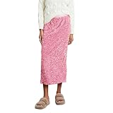 Fuguibadn Women's Elegant Sparkly Sequin Midi Skirt Elastic High Waist Shiny Glitter Pencil Formal Party Long Skirt (A-Fuchsia, ONE Size)