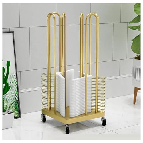 Chariot de rangement pour cintres en métal à 4 côtés pour buanderie