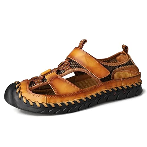 Men Leather Sandals Casual Flat Sandals Beach Footwear Male Sneakers Low Wedges Shoes Plus Size