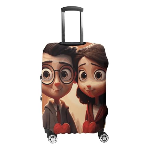 Cute Couple Printed Luggage Cover Protector, Fits 18-32 Inch Luggage4