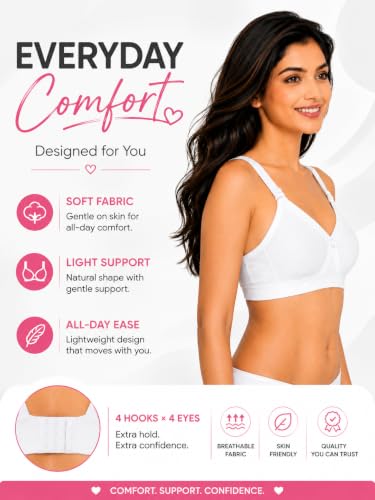 Image of SONA Super Fit Everyday Non Padded Side Support Cotton Full Coverage Bra for Women with Transparent Strap Plus Size Bra
