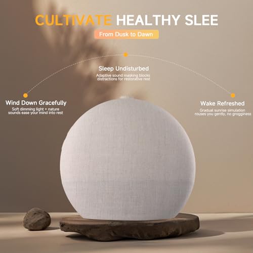 Image of Geuuap Sunrise Alarm Clock White Noise Sound Machine for Bedroom | Natural Wake-Up Light with 30 Soothing Sleep Aids, Bluetooth Speaker, Dimmable Clock, Screen-Free Design for Baby Adults Kids-Khaki