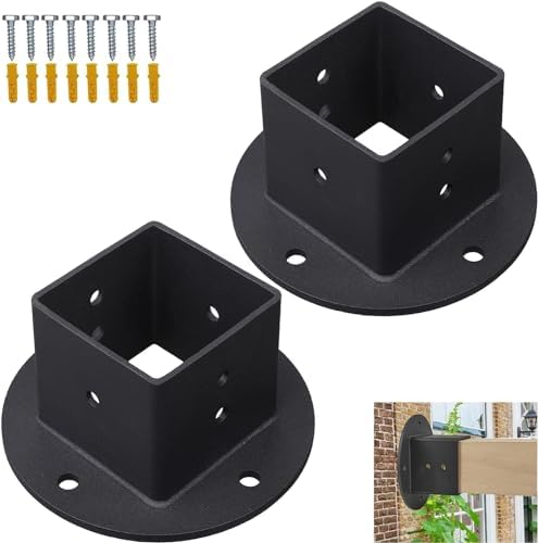 VANROUG 2Pcs 2x2 Square Fence Pole Flange Base Pergola Post Brackets ...