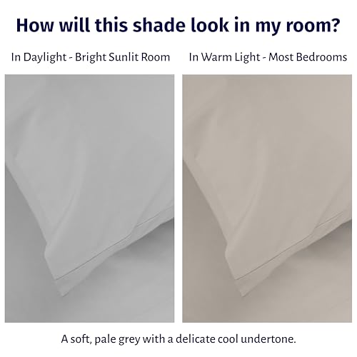 California Design Den Certified 100% Egyptian Cotton Sheets Queen Size Bed Set - Queen Sheet Set Percale with Deep Pockets, Lightweight, Crisp, Cool & Durable Luxury Bedding - Light Grey