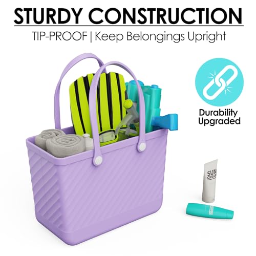 Beach Bag Rubber Tote for Women – Large Waterproof Sandproof Leakproof with Zipper Pocket for Travel Pool Boat Gym4