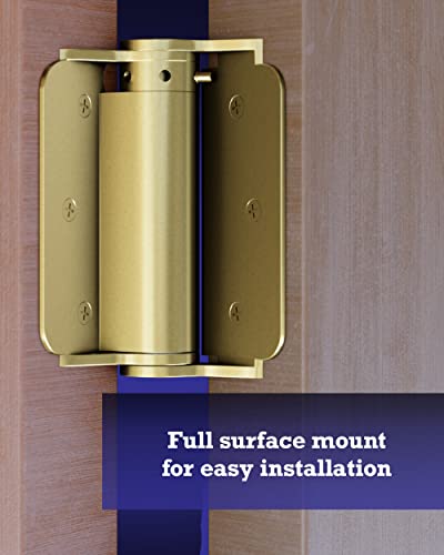 Hardware Essentials 3-Inch ​​Self-Closing Door Hinges, 2-Pack, Adjustable, Storm And Screen Door, Full Surface Mount, Brass Finish (851598) #TOP5