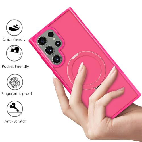Image of Cavor for Samsung Galaxy S23 Ultra Case, Compatible with Magsafe, Rose red | Galaxy S23 Ultra Phone Case with Stand Magnetic, Shockproof Slim Protective Cases for Women Men
