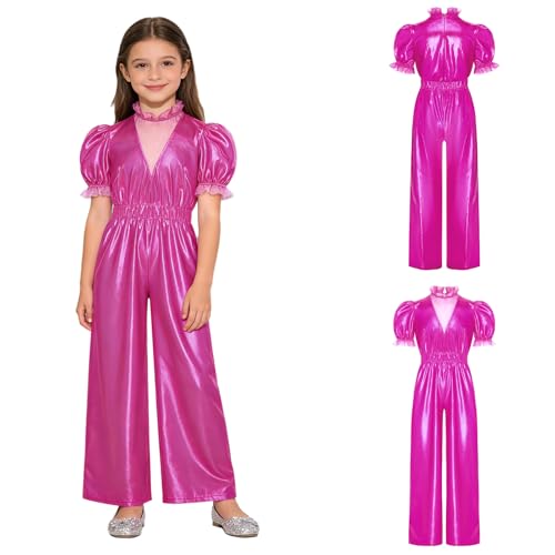 Combinaison fête fille métallique rose extensible taille 5-6 ans