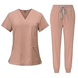 Today 2024 clearanceNurse Uniforms Women Set Black Scrub Pants Nursing Scrubs Royal Blue Scrubs for Women Set Petite Scrubs for Women Setswomens Scrubs Sets Clearance(1-Pink, Medium)