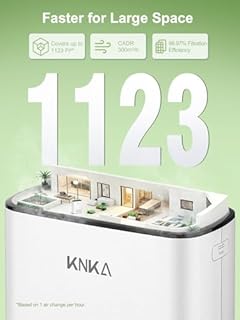KNKA Air Purifiers for Home Large Room Bedroom Up to 1123 Ft² in 1 Hr, Washable Filters, AQI Display, Turbo Mode, Auto & Sleep Modes, HEPA Air Cleaner for Smoke, Dust, Pet Hair, Pollen (APH3000)