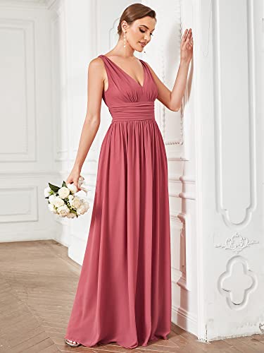 Image of Ever-Pretty Womens Bridesmaid Dress V-Neck Sleeveless A Line Chiffon Floor Length Formal Dress 09016