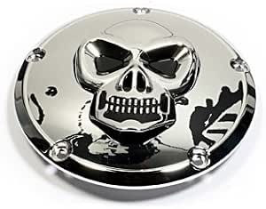 3D SKULL BLACK GOLD DERBY COVER FOR HARLEY 99-18 BIG
