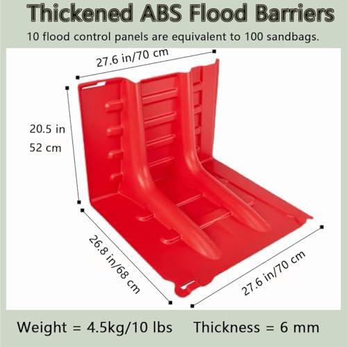 L-Shaped Flood Barrier Set, 3 PCS Quick-Install Snap Together ABS Plastic Water Prevention Panels for Garage, Subway, Office Flood Protection