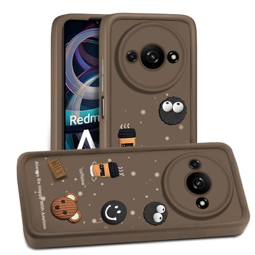 Image of AESTMO Back Case Cover for Redmi A3 / A3X / Poco C61 | Cute Fun Cartoon 3D Ball | Coffee Silicone Case | Full Body Protection | Camera Protection Back Cover for Redmi A3 / A3X / Poco C61 (Brown)