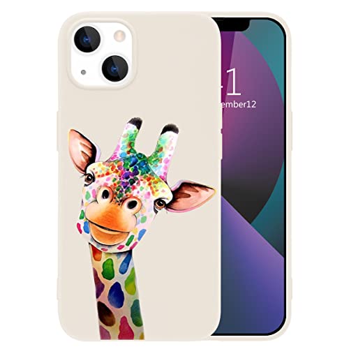 MAYCARI Niedliche lustige Giraffen-Handyhülle für iPhone 7/8/SE 2020, weiße Flüssigsilikon-Hüllen, Cartoon-Softgel-Gummi, Ganzkörper-Schutz, Mikrofaser-Futter, Frauen, Männer