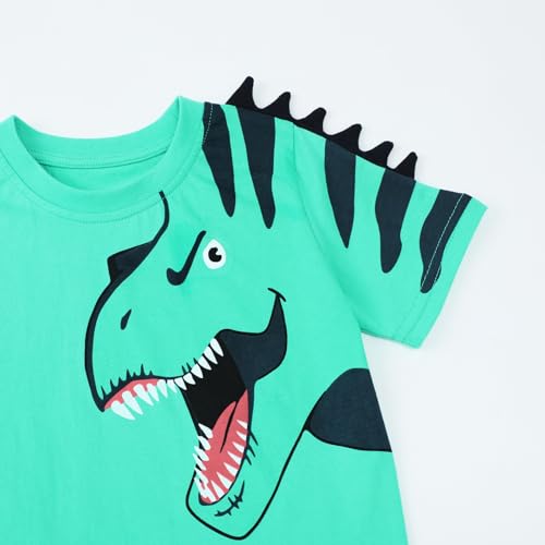 Image of HILEELANG Toddler Boy Summer Short Clothes Sets Cotton Crewneck Tees Shorts Pocket Adjustable Knite Shorts Playwear Sets