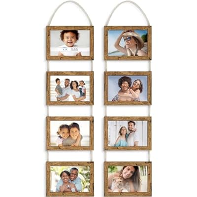 Icona Bay - 4x6 Wall Hanging Picture Frames Collage with 8 Openings - Rustic Brown, 2 Pack - Casual Style Engineered Wood Frames - Wall Mount Only - Bliss Collection