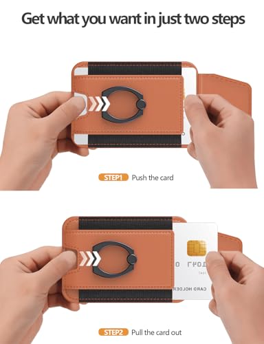 Image of For Magsafe Wallet with Grip, 6-Card Holder, Stronger Magnetic Card Wallet Holder for iPhone 17 /16 / 15, iPhone 14 /13 /12 Series, Leather Magnetic Phone Wallet with Privacy Flap, RFID Blocking, Brown