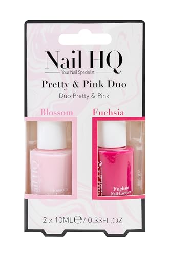 Nail HQ Nail Polish Set – Pretty & Pink Duo – Nail Lacquer Kit Perfect for Nail Art – Vegan & Cruelty-Free – 2 x 10ml