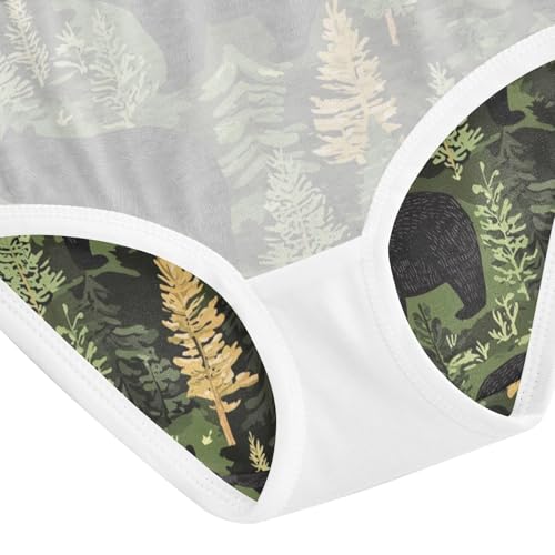ZZKKO Green Forest Black Bear Girls Underwear Toddler Panties for Girls Comfort Brief Size 2T-8Y4