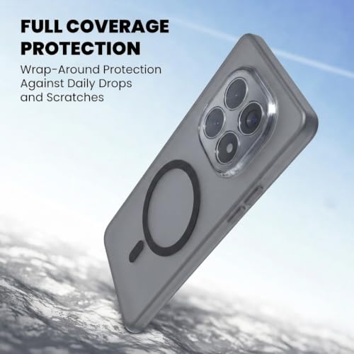 Image of DIZORO Matte Case for Redmi Note 15 Compatible with MagSafe, Camera Lens Full Protection, Shockproof Translucent Frosted TPU Soft Phone Cover, Anti-Fingerprint (Black)