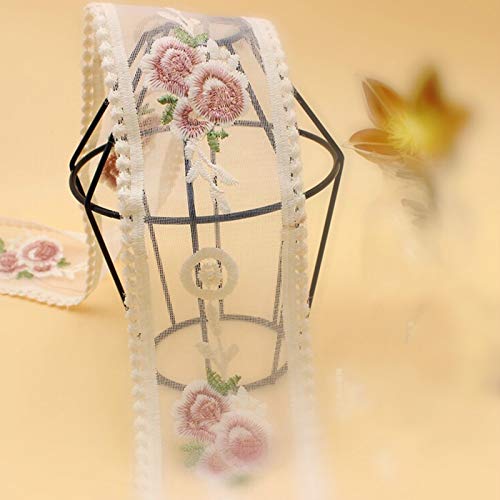 Lace Trim Ribbon, Delicate Cotton Embroidery Ribbon for Wedding/Bridal Decoration, DIY Craft Sewing, Home Decoration, 10 Yards (Beige)