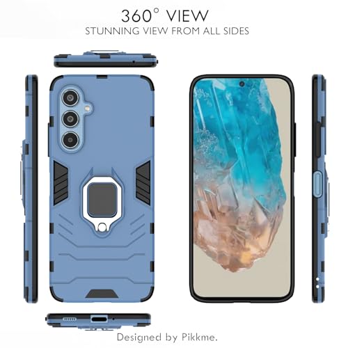 Image of Pikkme D5 Tough Armor Back Cover | 360 Protection Case | Ring Holder Stand Bumper Case for Samsung Galaxy M35 5G (Blue)