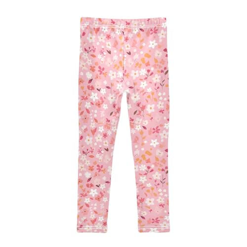 KLL A Pattern of Flowers in Pink Girls Cotton Pants Soft Full Length Yoga Pants Gym2