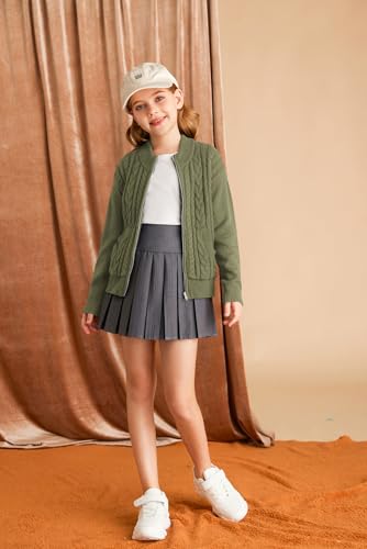 Image of GRACE KARIN Girls Knit Cardigan Sweater Zip Long Sleeve Kids School Uniform Fall Jacket Size 6-14