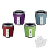 Beautyflier 4pcs Coffee Sleeve Anti-Slip Neoprene 3mm Thick Collapsible Heat Resistant Coffee Cup Insulated Sleeve for Coffee/Tea/Cold Drinks (Red#Green#Light Blue#Purple)