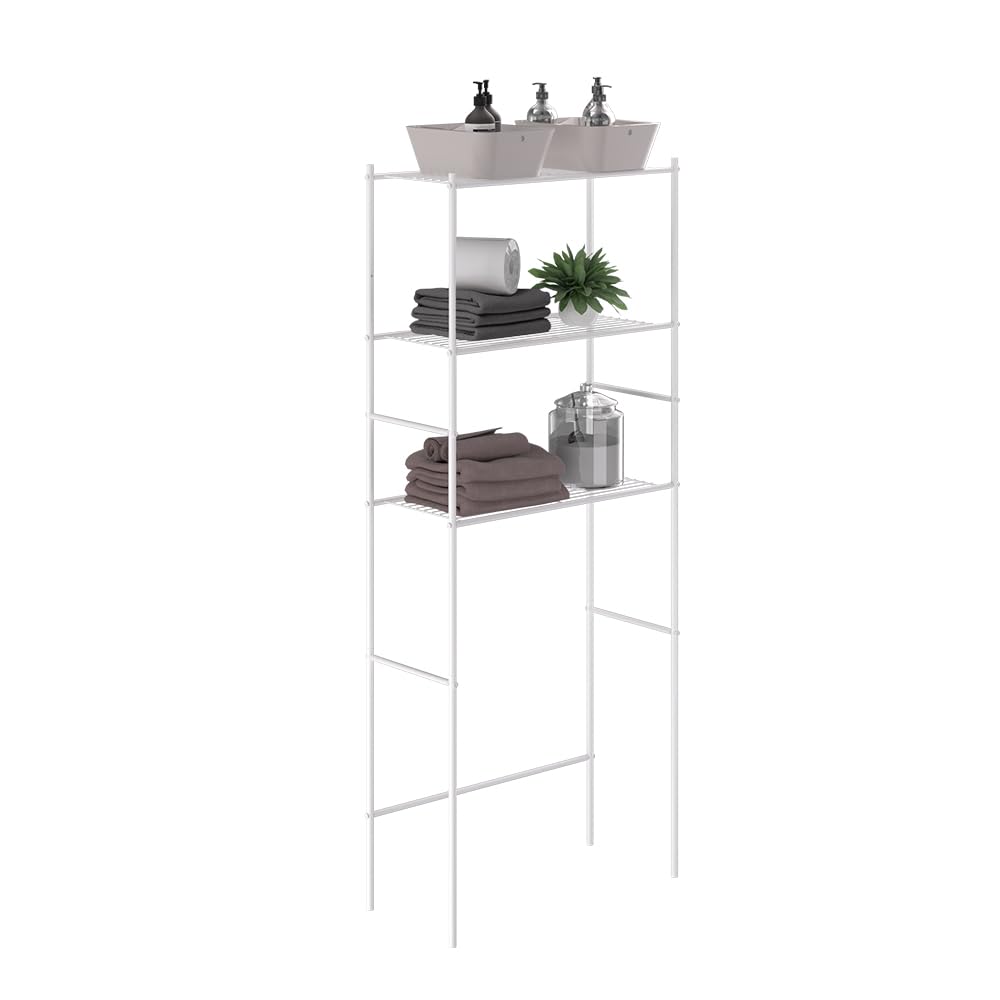 Vicco Étagère pour Machine à Laver Miso, Blanc, 66x162cm | pour le rangement de lessive et d’accessoires de salle de bain
