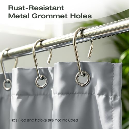 Image of Gray Waterproof Shower Curtain Liner 70x74 Inches - Thick Polyester Fabric with Weighted Bottom, Heavy Duty Bathroom Liner for Shower Stall or Tub, Machine Washable