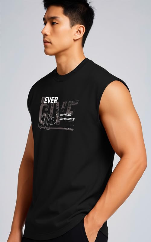 Image of JUARI BE A GENTLEMAN Men's Sleeveless Tank Top Premium Cotton Blend Muscle Fit Gym Vest | Casual Summer Shirt | Breathable & Lightweight Fitness Wear for Gym, Running & Daily Use