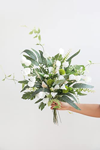 Serra Flora Artificial Greenery Spray Box Set(Pack Of 53Pcs) With 6 Kinds Of Golden Green Filler For Wedding Bouquet Table Centerpieces And Floral Arrangement (White&Green) #TOP1